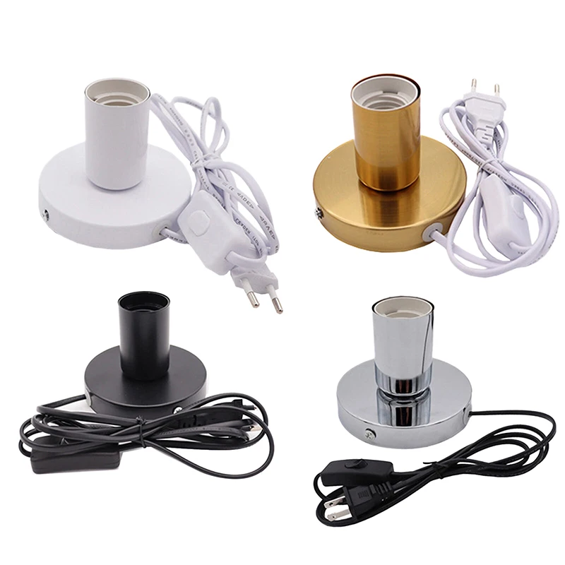 1.5M Cable Night Light With Line Lamp Head E27 Lamp Socket Table Lamp Decoration Lamp Polished Metal Desktop Lamp Base Holder