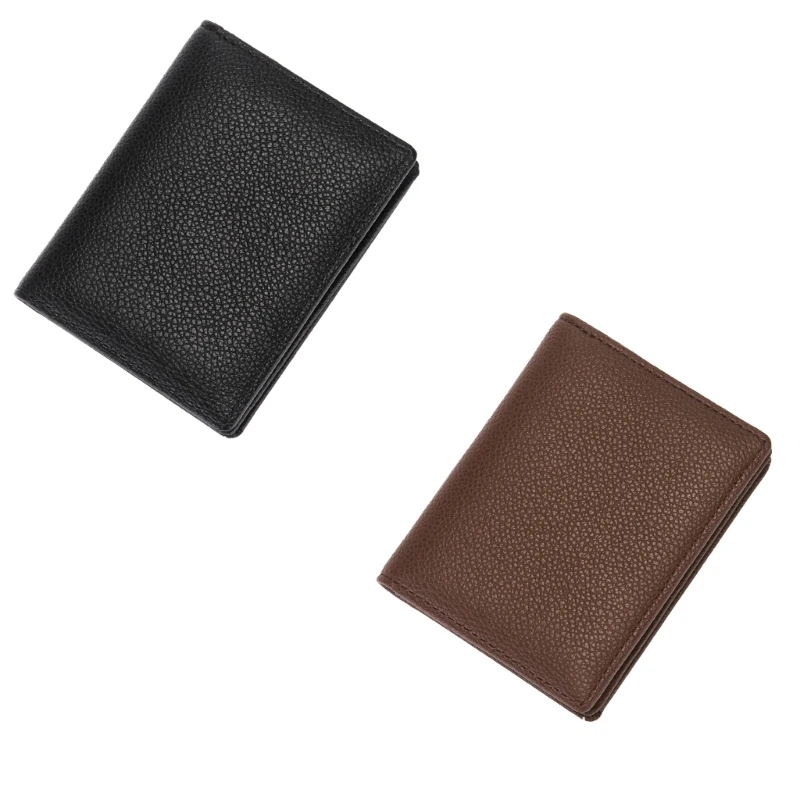 Unisex PU Leathers Card Holder Front Pocket Wallet Purse Multislot Business Card Case Easy to Use