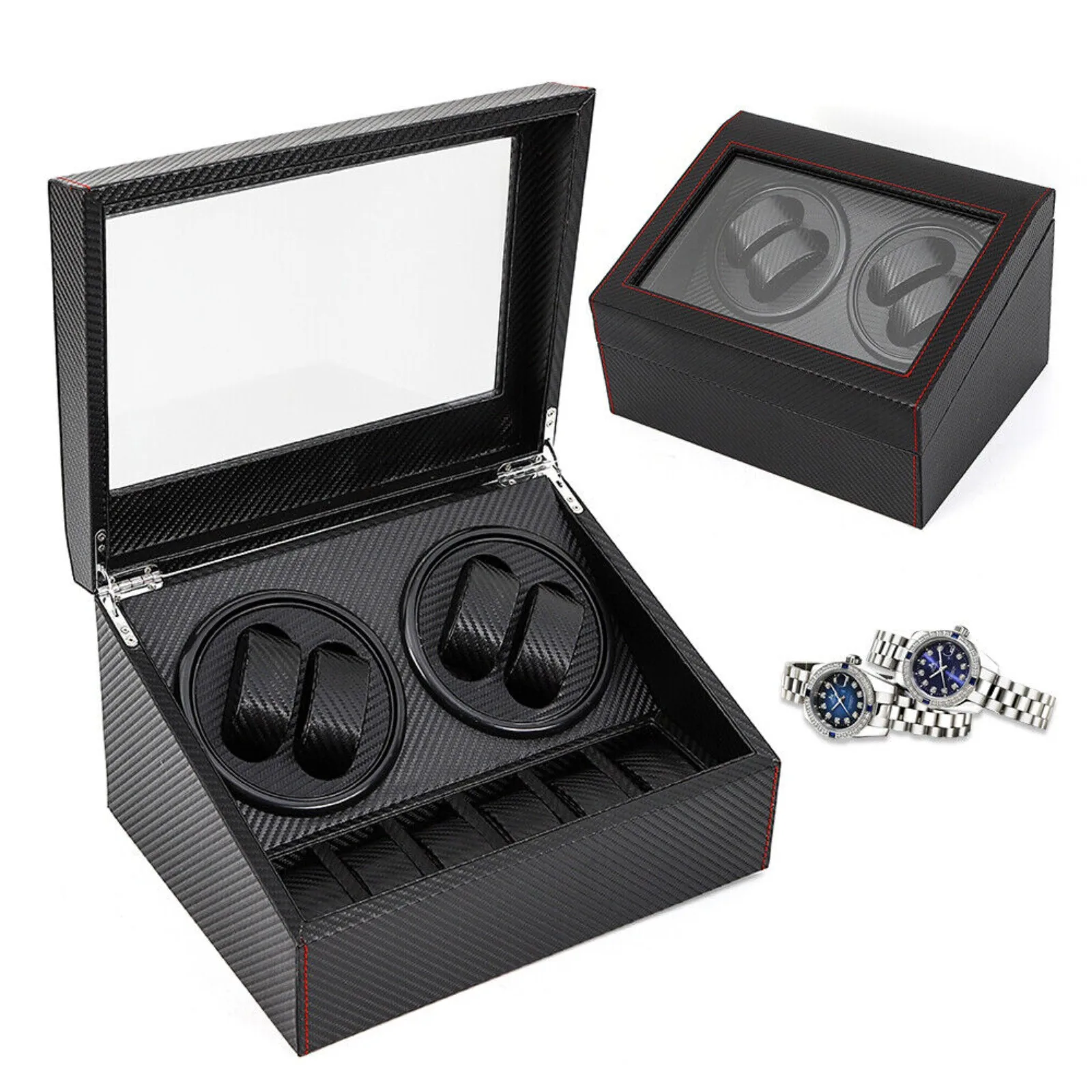 US 4+6 Automatic Rotation Watch Winder Box Storage Case Self Winding Display Box