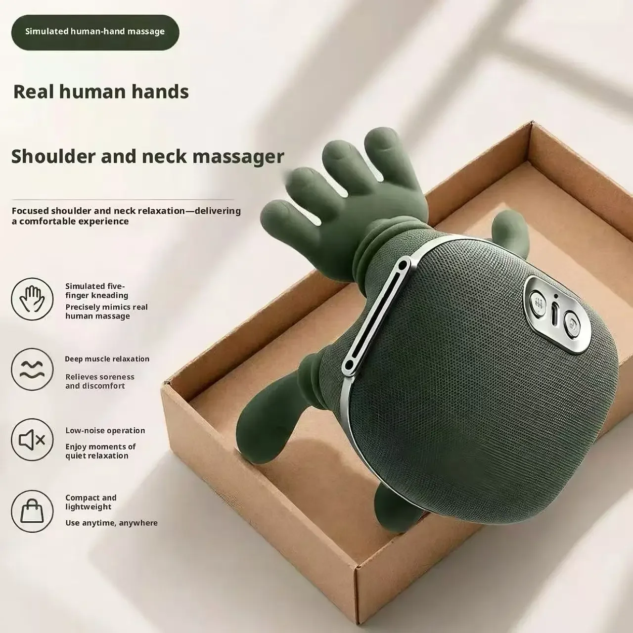 Simulated Human Hand Kneading Massage Device Cervical Waist Back Relaxer Portable Deep Tissue Massage Machine for Home Office