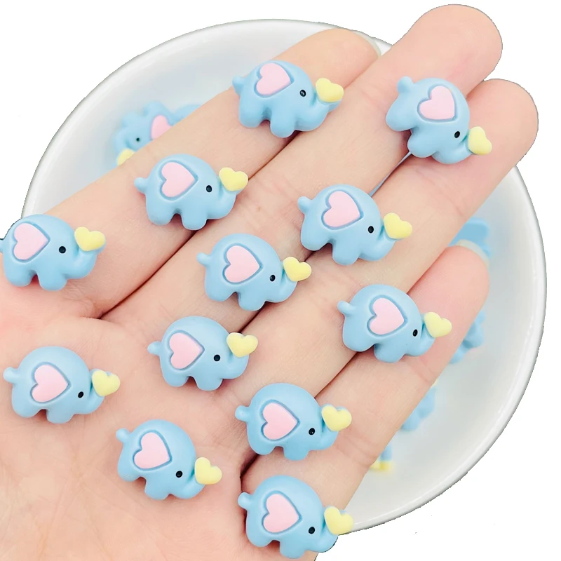 20 Pcs New Cute Cartoon Funny Heart Elephant Flat Back Resin Scrapbooking DIY Jewelry Hairpin Craft Decoration Accessories A64