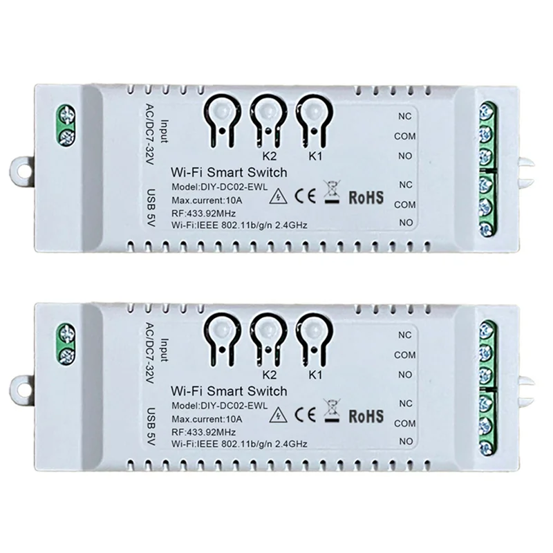 ABMF-2X 2CH Wifi Smart Switch DIY Timer Ewelink 7-32V 2.4G Wifi + RF433 + BT Modul Otomatisasi Rumah untuk Alexa Google Home IFTT