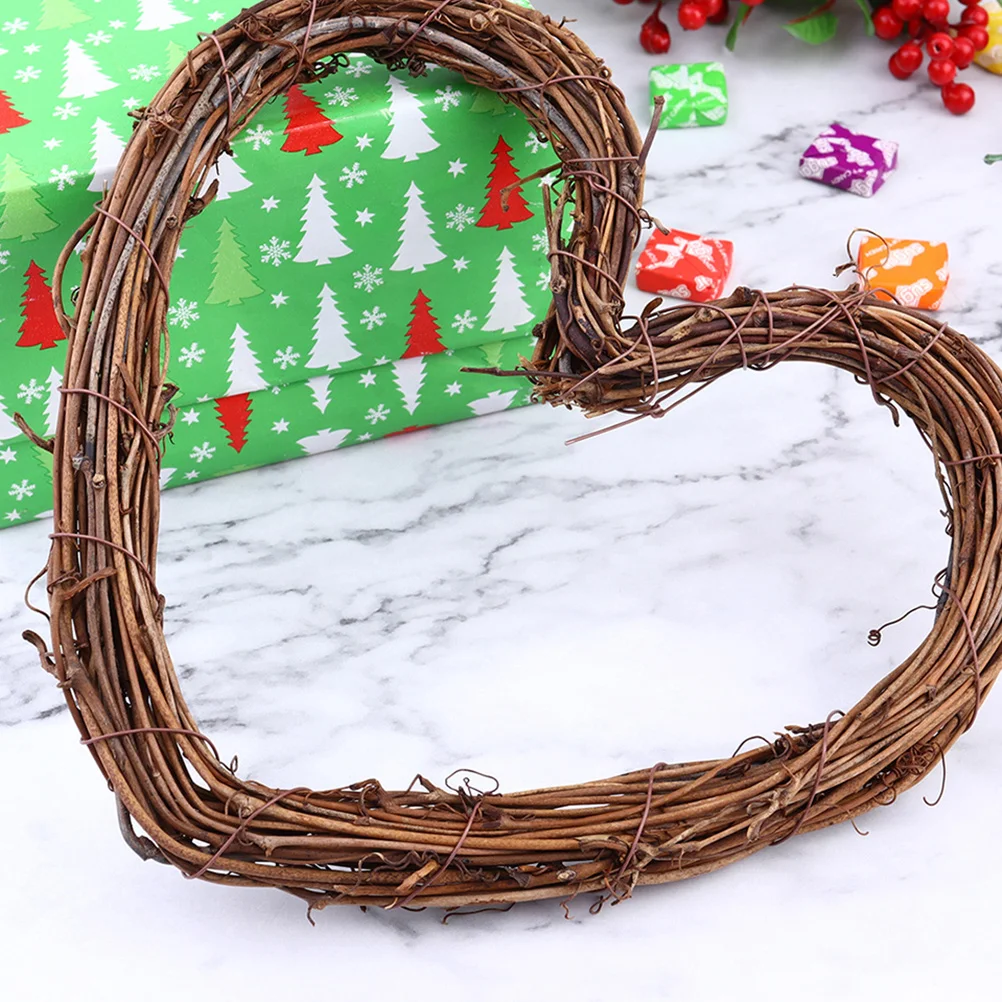 

5pcs Heart-Shaped Wreath Unfinished Decorative Rattan Ring For Wedding Christmas Party Front Door Window Indoor Outdoor