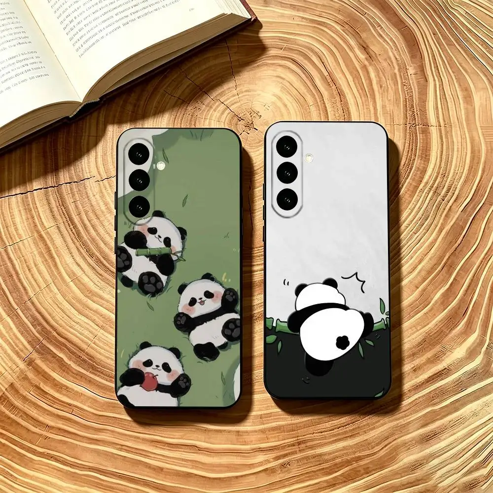 C-Cute Baby panda Phone Case For Samsung Galaxy A73,A72,A71,A70,A53,A52,A51,Others Soft Black Cover