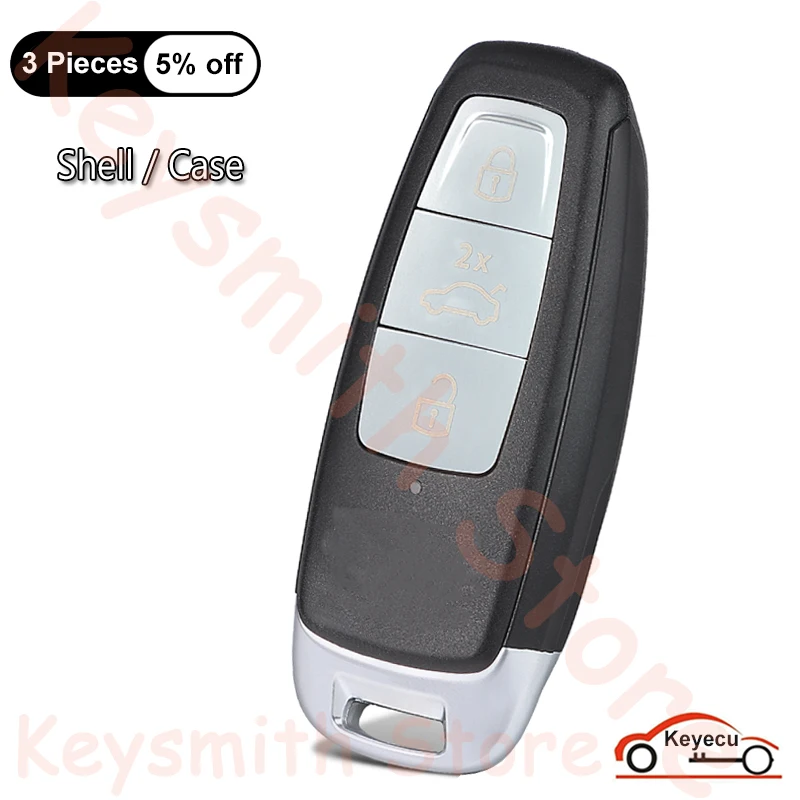 

Чехол KEYECU с 3 кнопками для Audi A6 C8 A7 A8 Q8 2017-2021, сменный корпус для смарт-ключа дистанционного управления