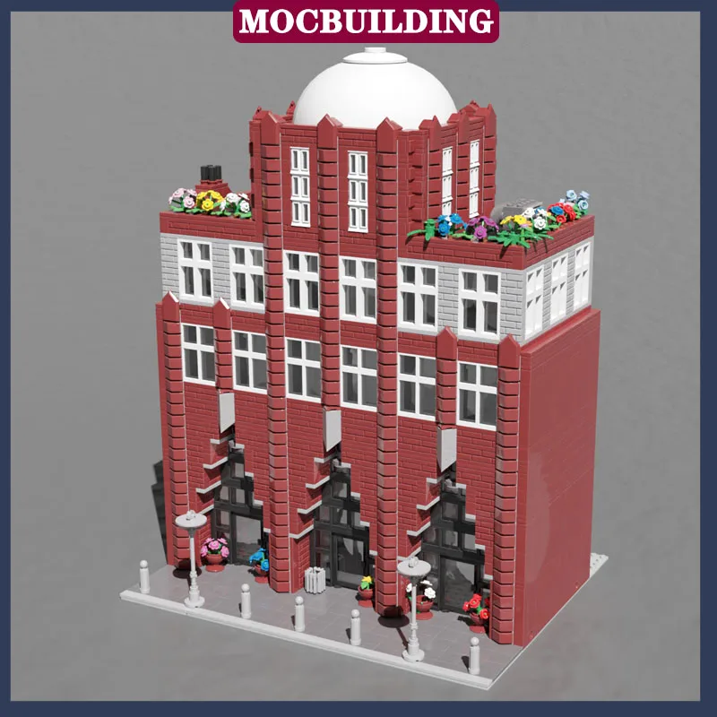 MOC Scena cittadina Stile architettonico Modello Building Block Assemblaggio Edificio alto Appartamento Negozio Collezione Serie Regali giocattolo