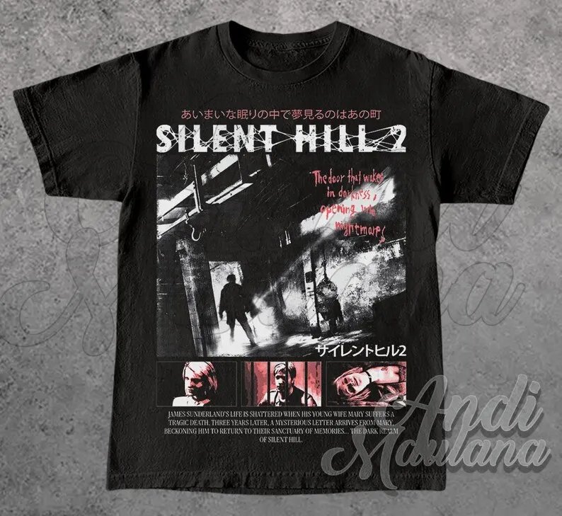 

Silent Hill 2 Survival Game Unisex Tee Horror Video T-shirt Game Gift Shirt Pyramid Head Graphic Top Halloween Gift Apparel