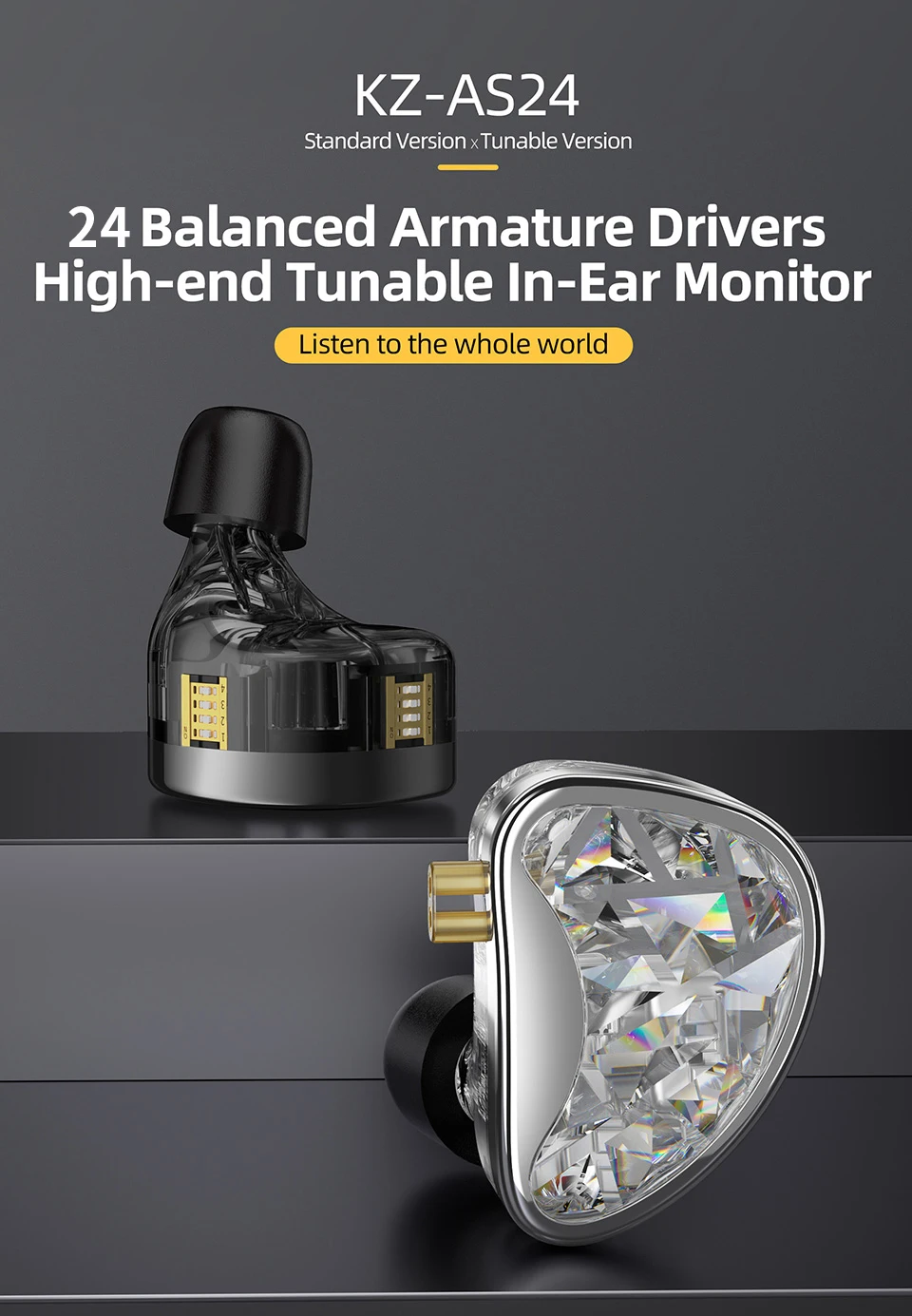 Динамические металлические наушники KZ-AS24 с тюнинговым переключателем ...