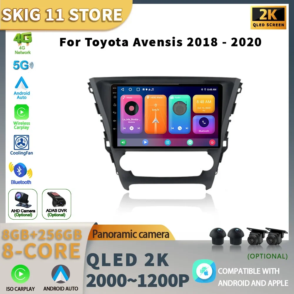 

For Toyota Avensis 2018 -2020 Android 13 Car Stereo Unit Multimedia Radio Video Player 4G wifi GPS Wireless Carplay Android Auto