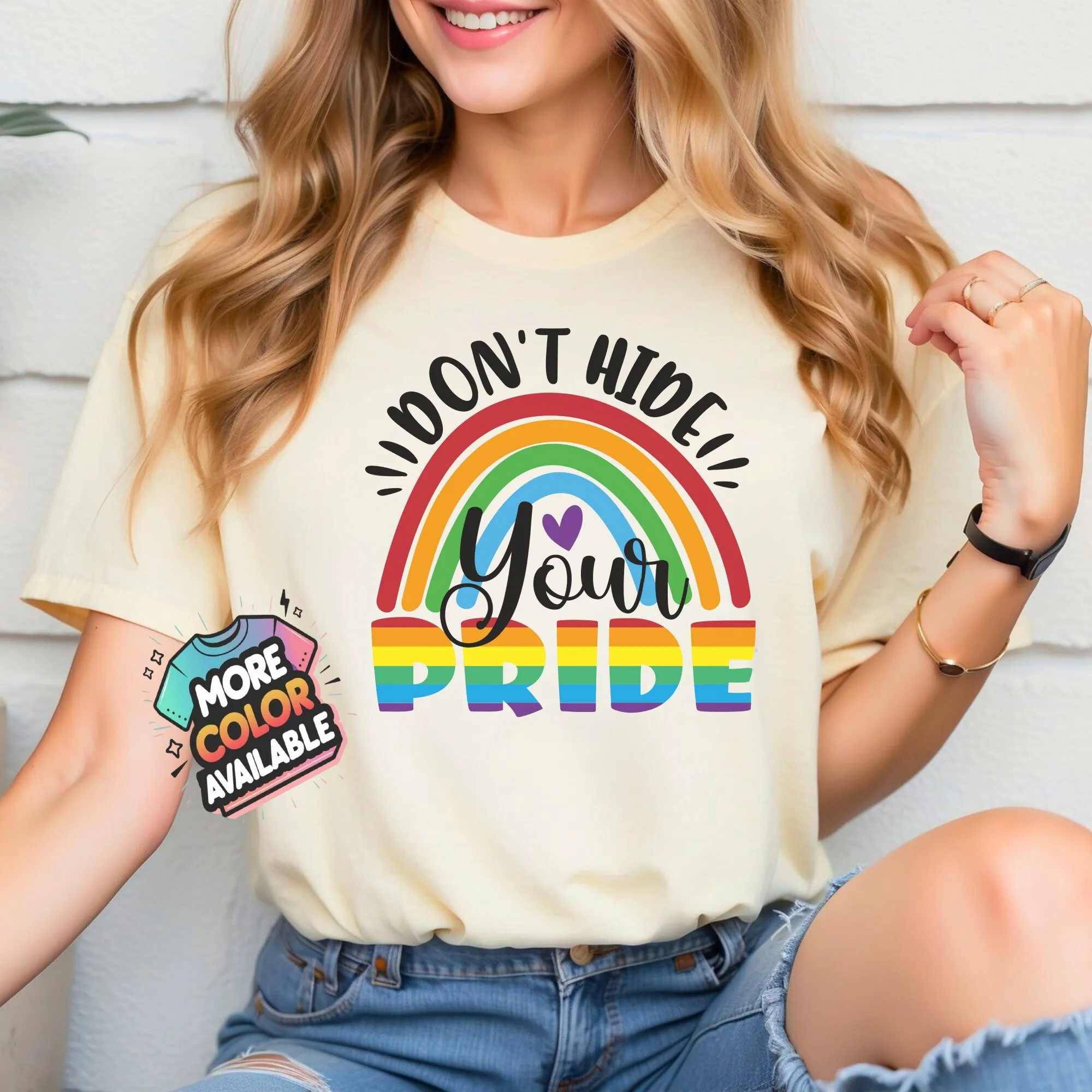 Colorful Pride Rainbow T Shirt Don'T Hide Your Love Wins Lgbt Support