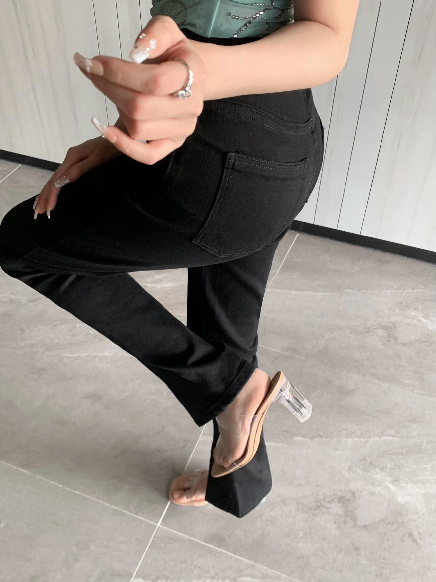 JEANS FOR WOMEN\'S PANTS 2024 SUMMER NEW BLACK SPLIT DESIGH SKIM Y2K TOPS STYLE LADIES FLARED HORSESHOE JEANS-FORGUNROSES