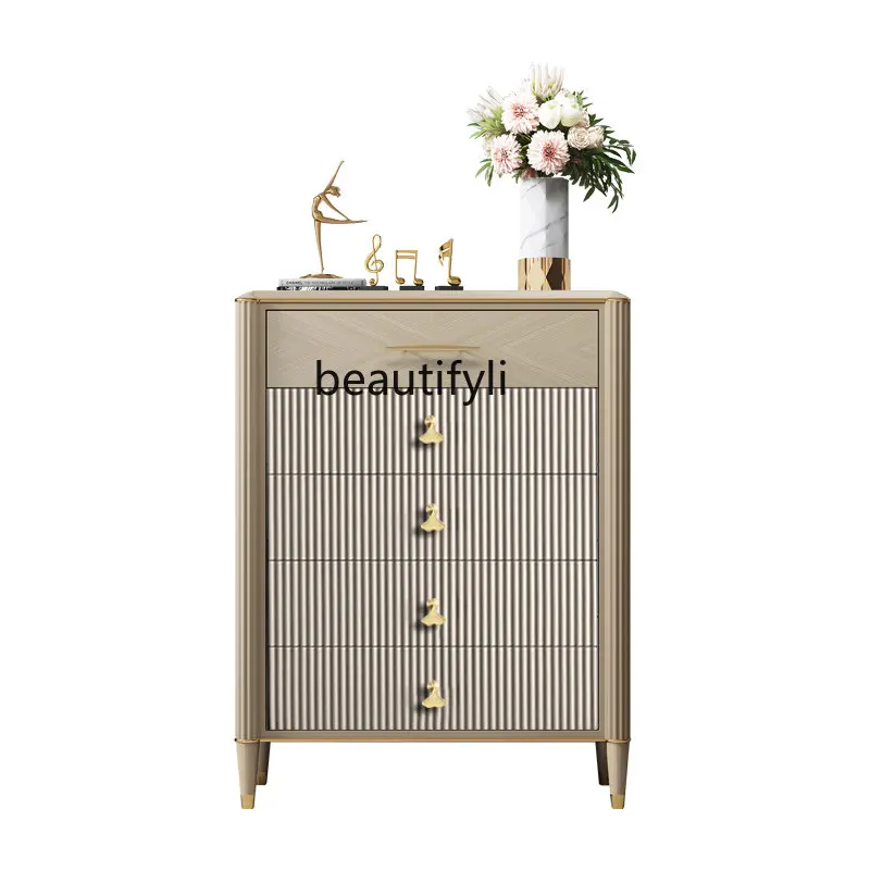 

Solid Wood Chest of Drawers Bedroom Locker American High Cabinet Drawer Wall Storage Five-Bucket Cabinet