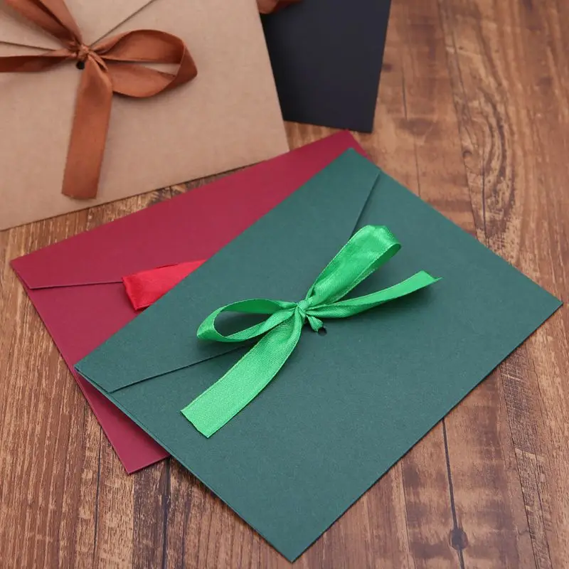 Envelopes papel com laço branco retrô vintage, 10 unidades, para cartões felicitações, casamento