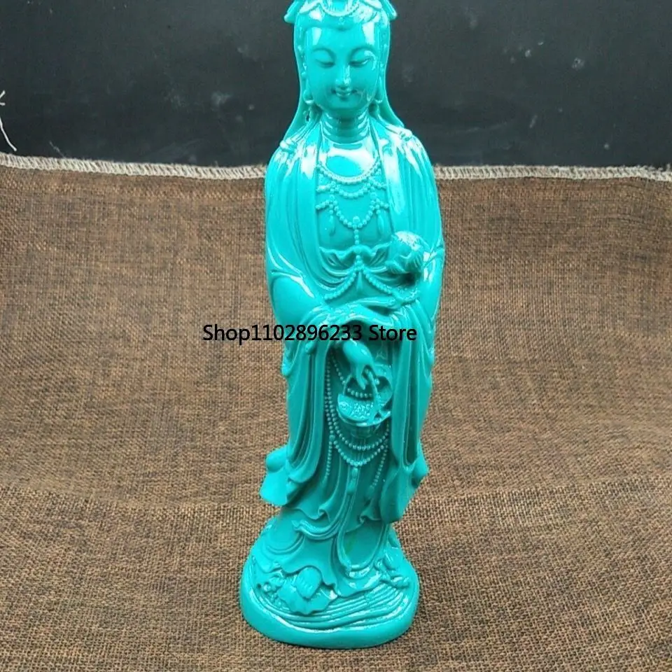 Natural optimization turquoise station Guanyin ornament, Guanyin safety ornament, Wangcai Nafu safety ornament