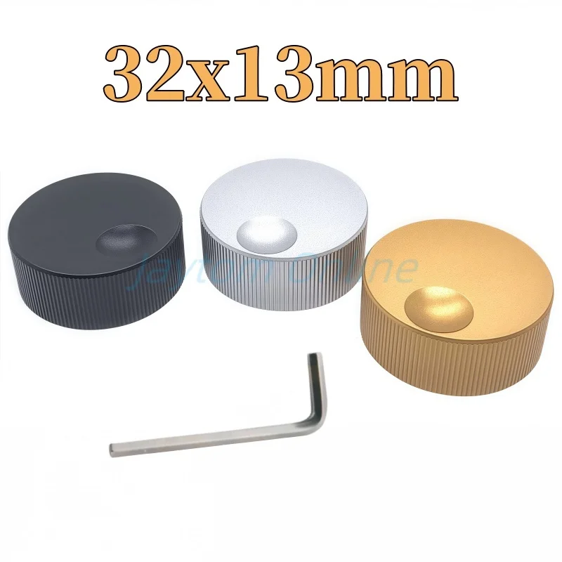 1pc 32X13mm Aluminum Alloy Sandblasting Knob Potentiometer Sound Tank Electrical Stove Switch Caps Inner Hole 6mm Screw Type