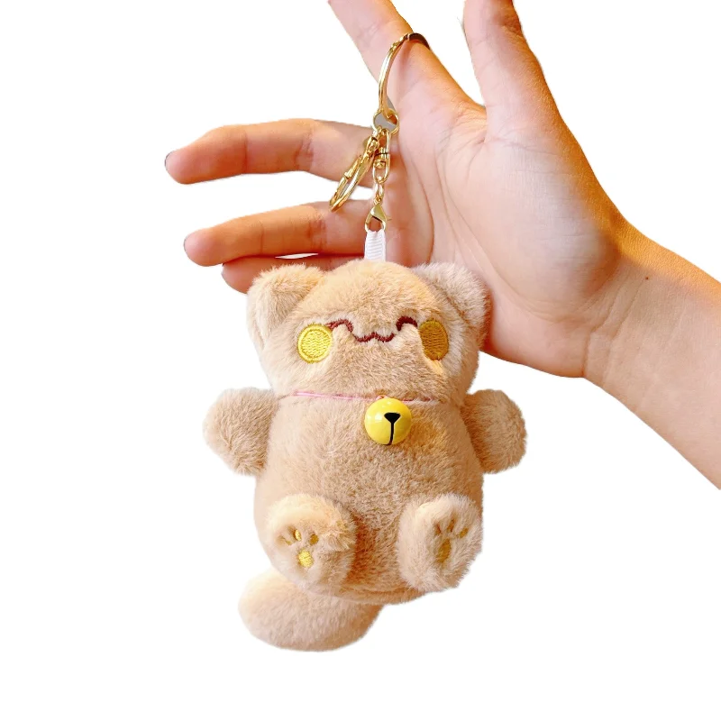 พวงกุญแจแมวนำโชคสุดน่ารัก ตุ๊กตาขนนุ่มพร้อมกระดิ่งสำหรับกระเป๋า กระเป๋าถือ กุญแจ ของขวัญนำโชค ตุ๊กตาคาวาอี้