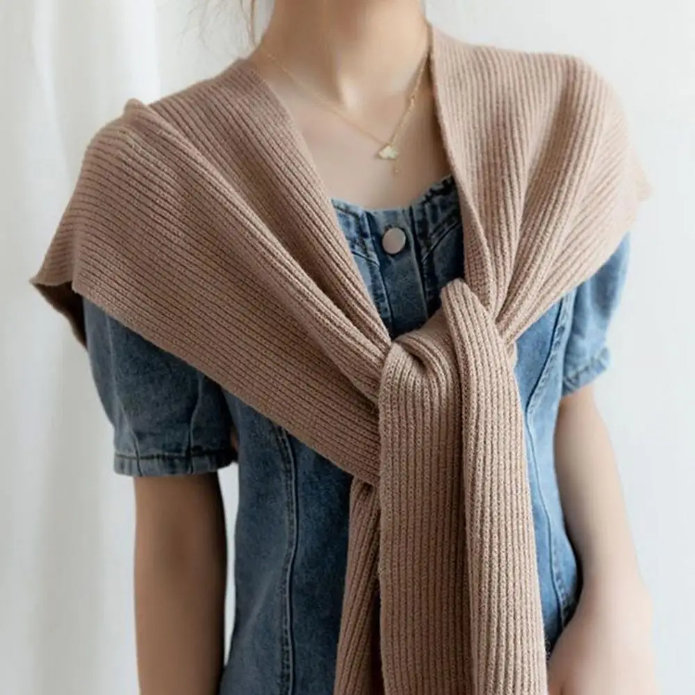 

Winter Hooded Shawl Wool Knitted Muffler One-piece Neck Warmer Scarf Solid Color Decor Sharp Corner Hat Scarf Outdoor Wraps