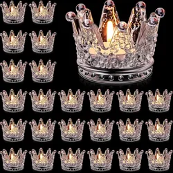 Crown Tealight Candle Holders, Clear Glass,Votive Candle Holders Bulk,Tea Light Holder for Table Centerpieces Wedding,Party