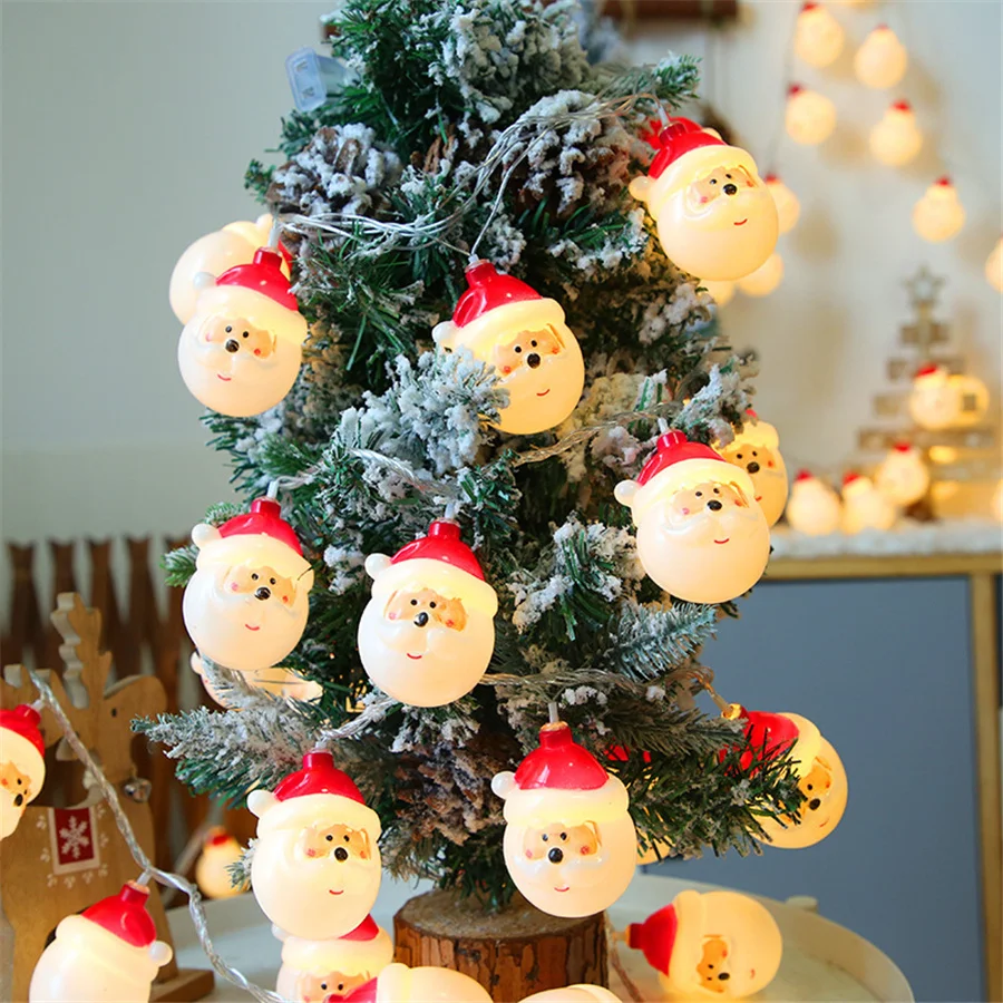 Cute LED Snowman Santa Claus Fairy Garland Lights Battery Powered 1.5M /3M Christmas Tree String Lights for Party Holiday Decor