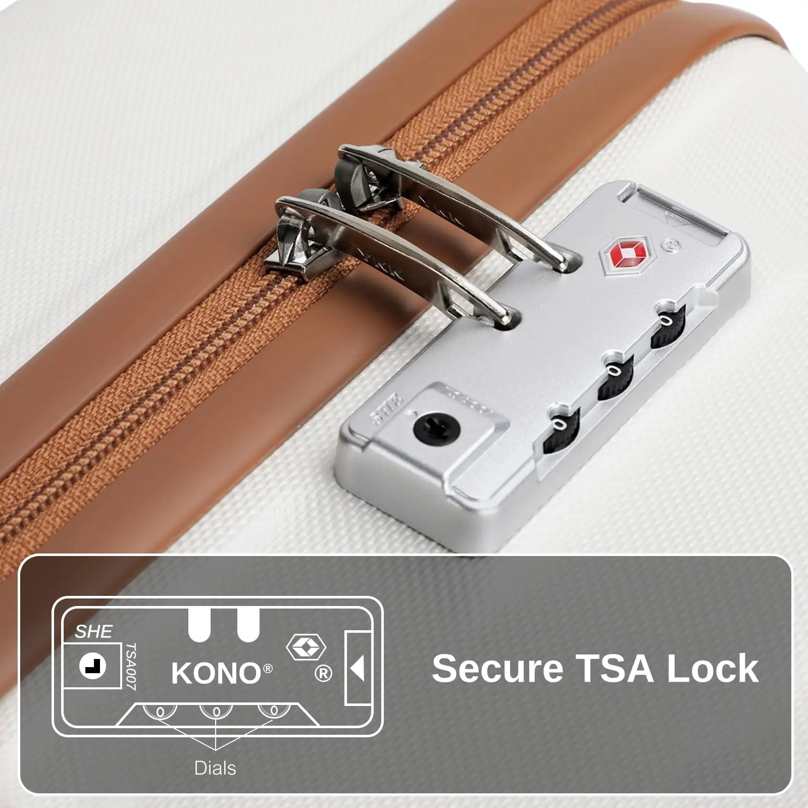 Collezione di valigie Kono Luxury da 6 pezzi: valigie rigide + borsone e custodia per cosmetici, taglie 20/24/28".