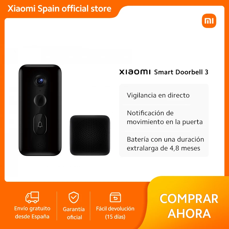 Official | Xiaomi Smart Doorbell 3 | Live surveillance | Door motion notification | Extra long battery life of 4,8 months