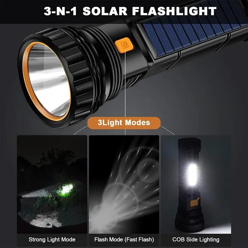 Linterna Led Solar portátil, lámpara estroboscópica recargable, impermeable, para pesca, Camping, emergencias, senderismo