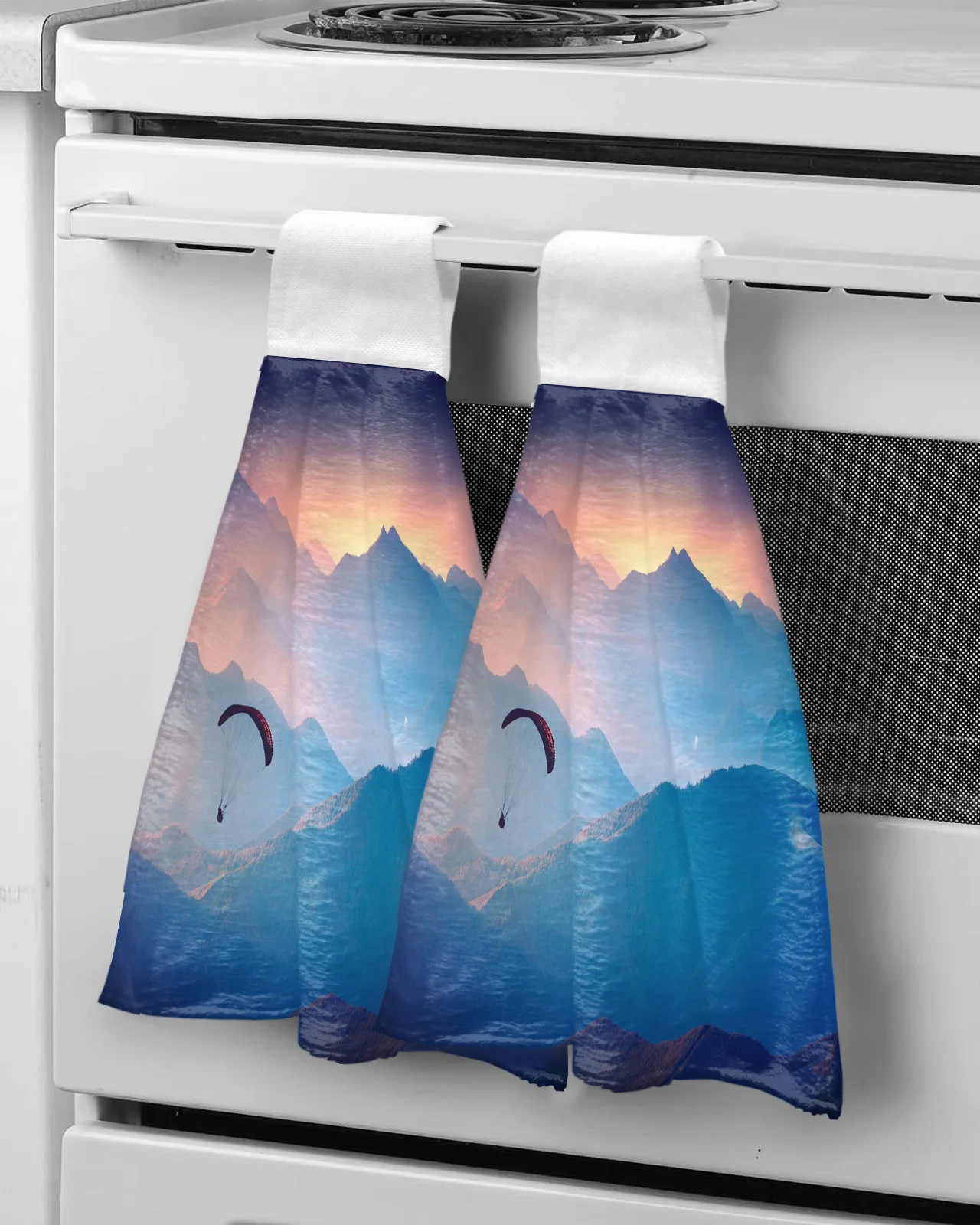 Paraglider Sunrise Valley Hand Towel Bathroom Supplies Soft Absorbent Towel Kitchen Accessories Cleaning Dishcloths