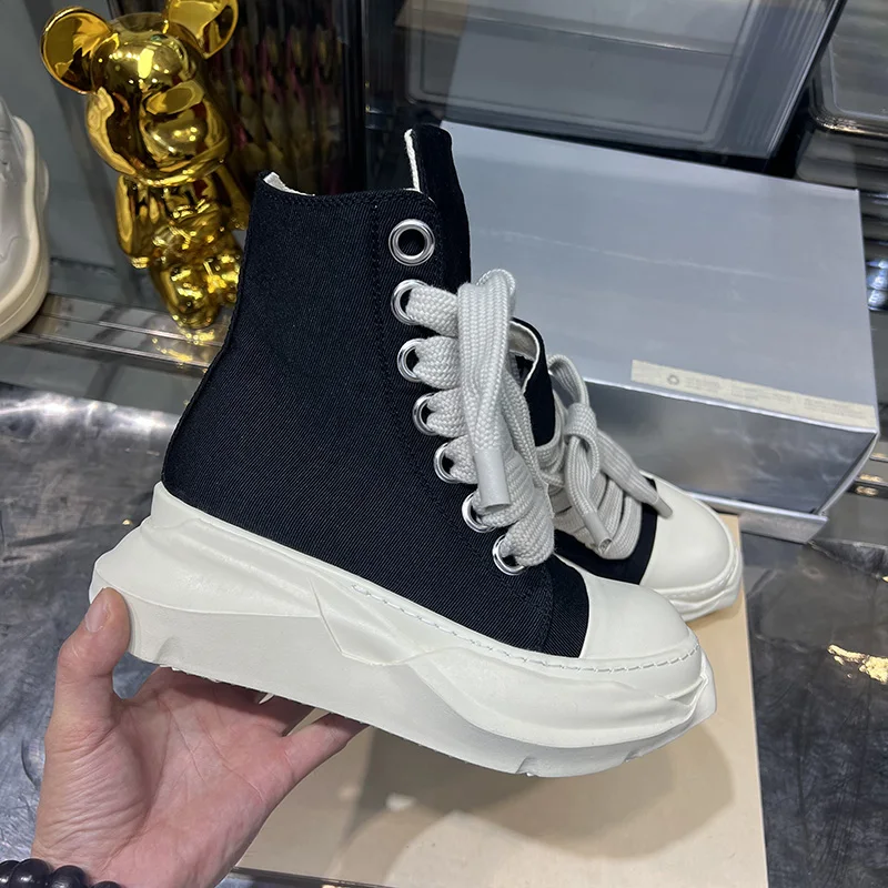 Dekherw Original High Top  Ankle Canvas Shoes Men Thick Sole Jumbo Lace Up Women Flats Sneakers Luxury Designer Sneaker Ro Boots