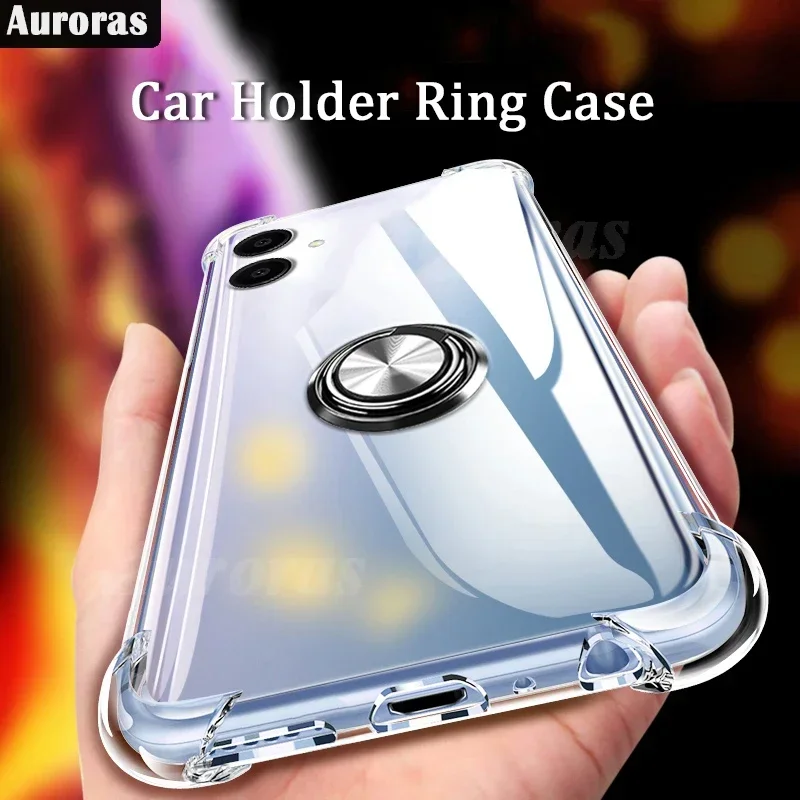 For Samsung Galaxy A06 Case Adsorbable Ring Transparent Airbag Silicone Shell For Samsung Galaxy A16 LTE A05 Cover Fundas