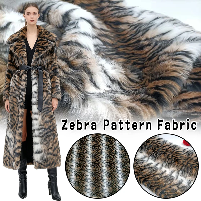 

Faux Tiger Print Plush Artificial Fur Fabric for Performance Costume Cosplay Clothing DIY Sewing Artificial Tiger Pattern Fabric