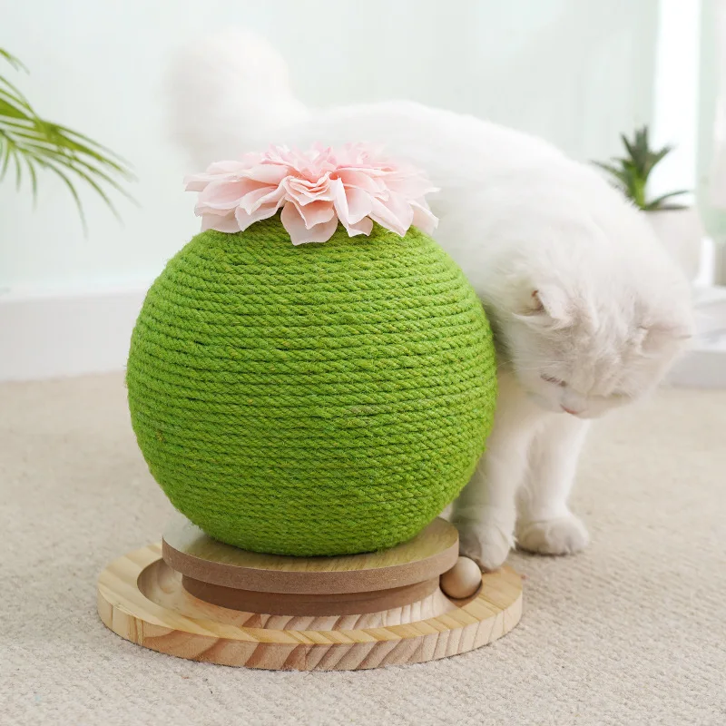 

Sisal Ball Cat Scratching Board, Wear-Resistant, Vertical Claw Grinder, Solid Wood Track, Self-Playing Toy