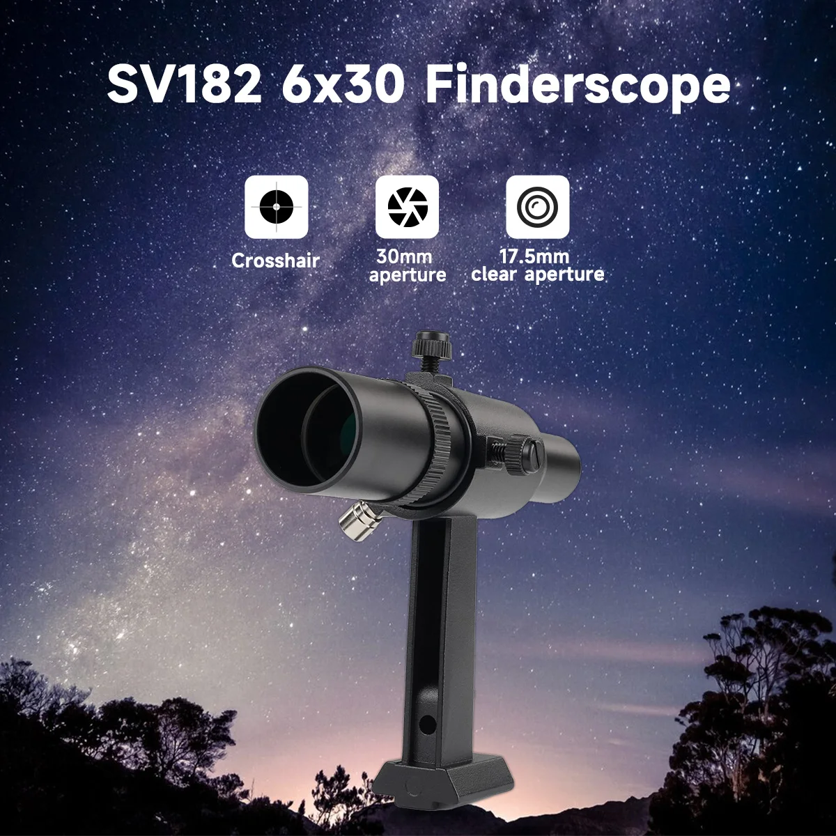 SVBONY SV182 Positiver Gerader 6X30 Metall-Sternfinder für Astronomische Teleskope mit Ständer Achromatisches 2-Element-Linsendesign – Detail 1