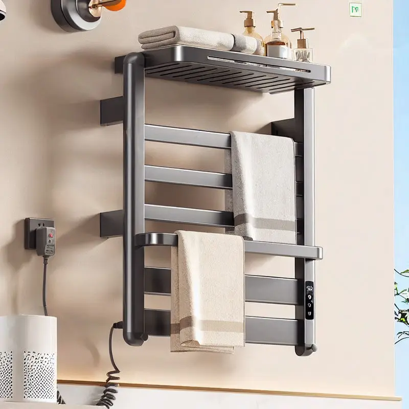 

Modern Intelligent Electric Heated Towel Rack Dryer With Fast Sterilization And Wall Mounted Bathroom Storage Shelf