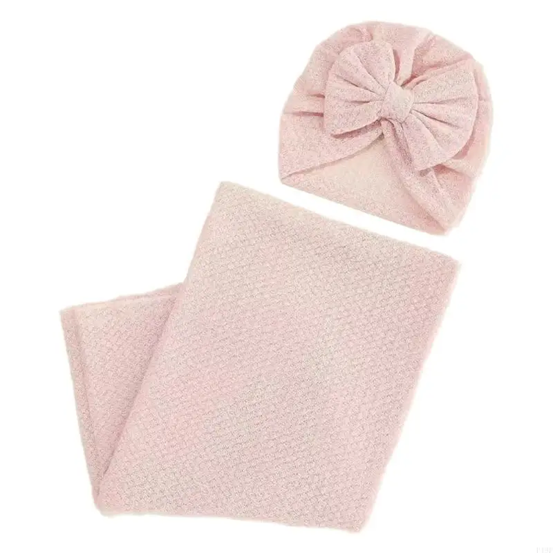 

F19F 1 Set Newborns Swaddles Wrap Towel Small Quilts with Fetal Caps Hospital Bonnet