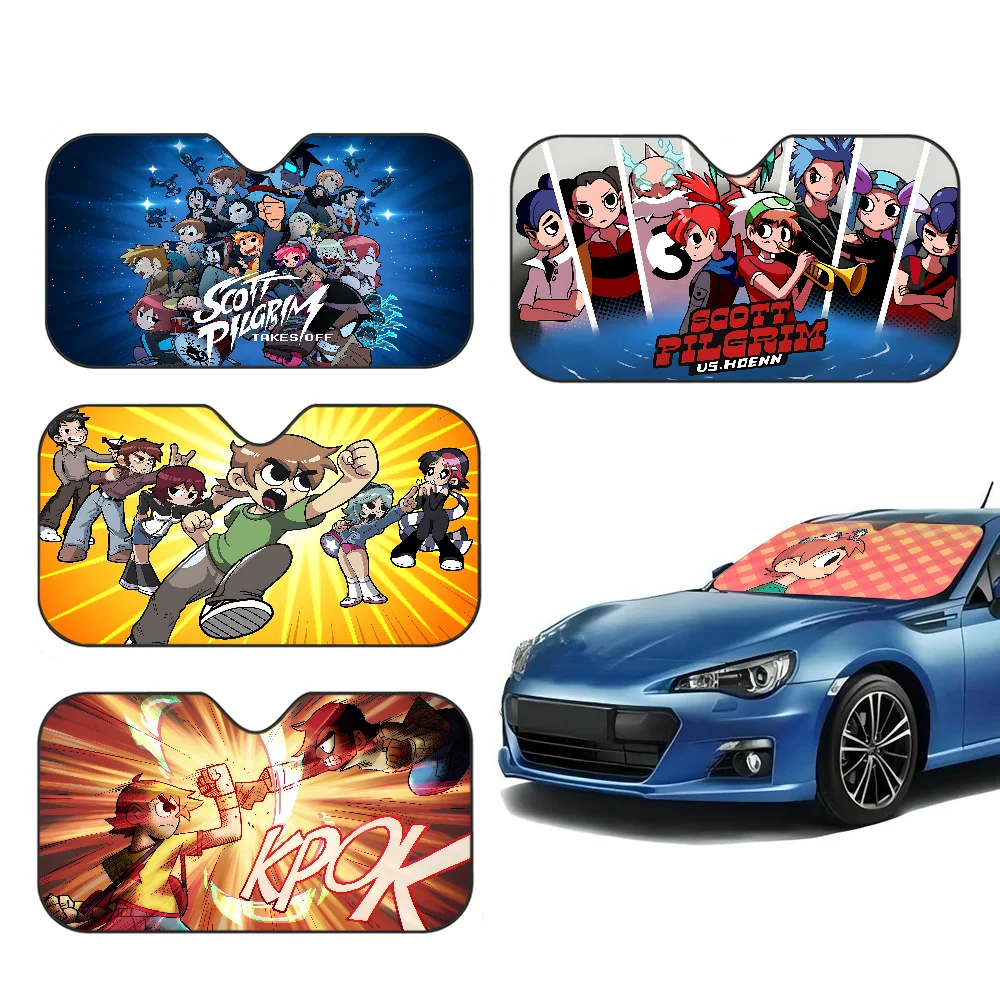 

S-Scott Pilgrim Sunshade Windscreen Fold-up Car Front Windshield 70x130cm Car Window Windscreen Cover Heat Reflector