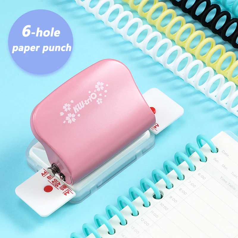 

KW-trio 6-Hole Paper Punch Handheld Metal Hole Puncher Capacity 6mm for A4 A5 B5 for Notebook Scrapbook Diary Binding 99H9