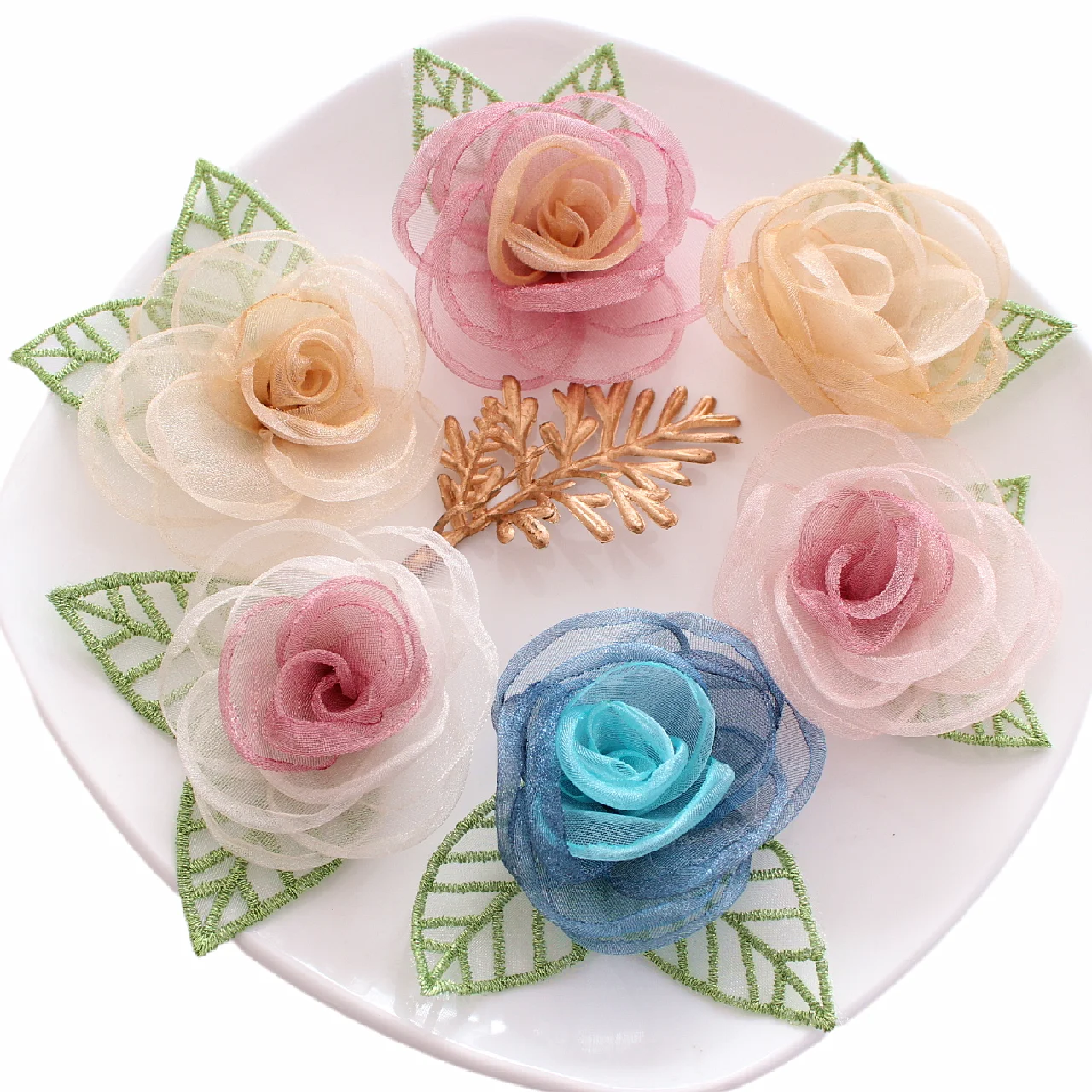 

Burned Fabric Flowers For Kids Girl Hair Accessories Singed Hair Flower Organza Floral