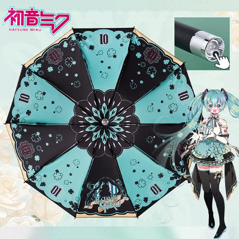 

Genuine Hatsune Miku Sunny Umbrella Rain And Shine Dual Use Automatic Sunshade Umbrella Cartoon Kawaii Anime Peripheral Gift