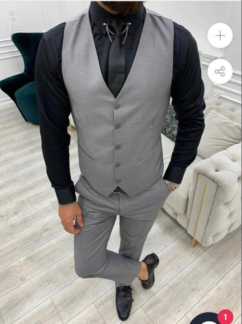 Formal Men 3 Piece Wedding Suit Solid Groom Tuxedo Slim Fit Jacket Business Suits Wedding Suit Costume Homme (Blazer+Pants+Vest)