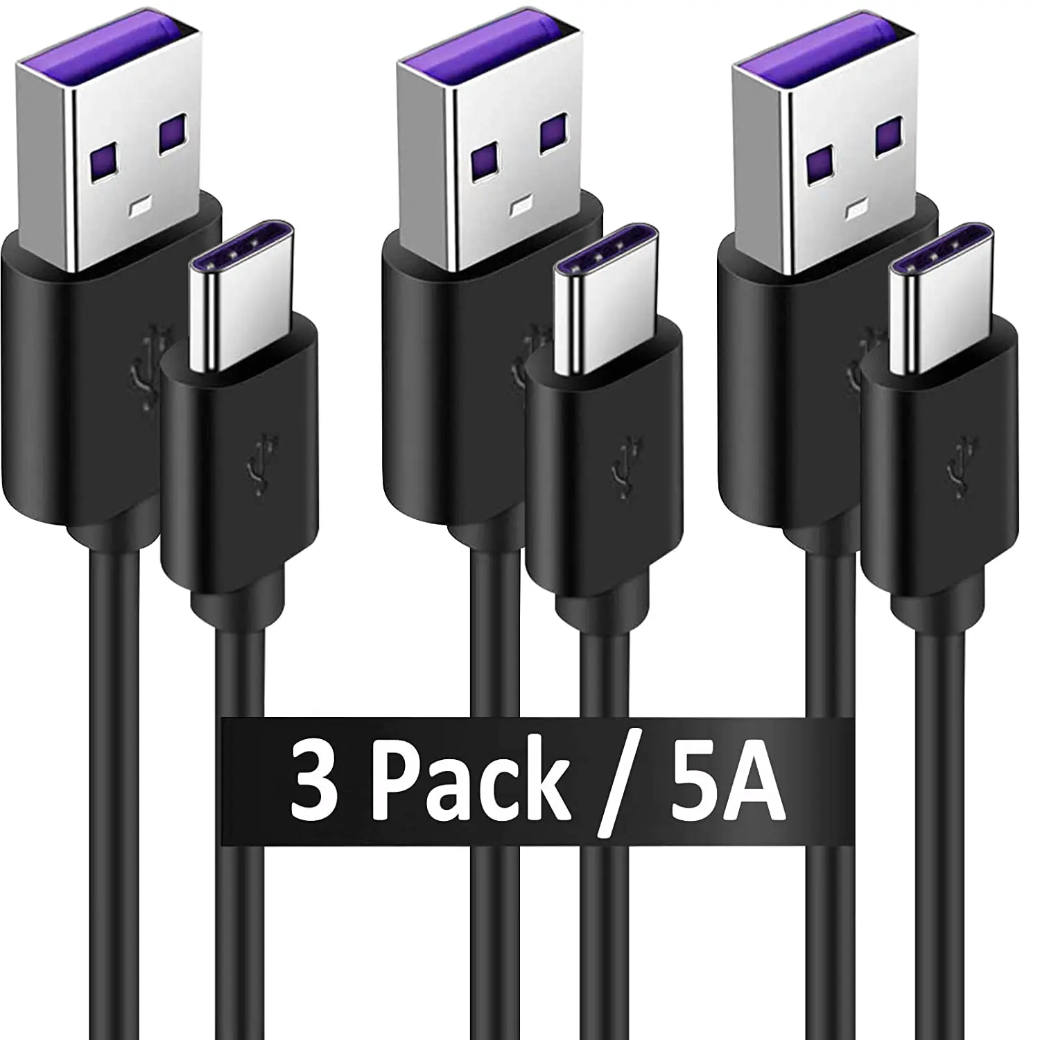 3pcs/lot 1m USB Type C Fast Charging Cable 5A Safe Fast Charge Code USB C Cable for Samsung Galaxy Note 20 10 9 8 S8 S9 S10 10