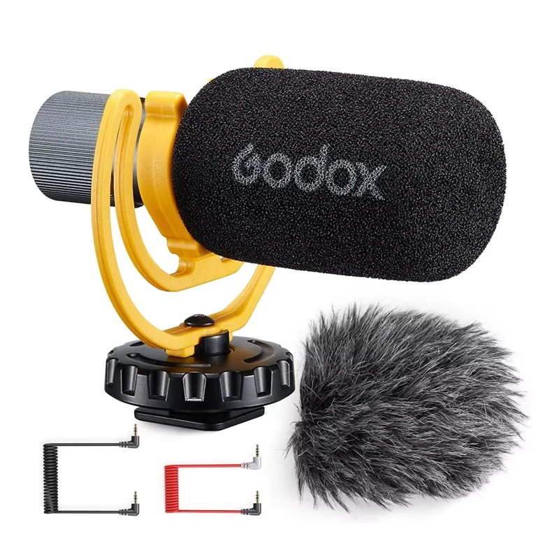 Godox VS-Mic Compact Shotgun Microphone 3.5mm Jack Compatible with iPhone Android Smartphones DSLR Cameras for Video Recording