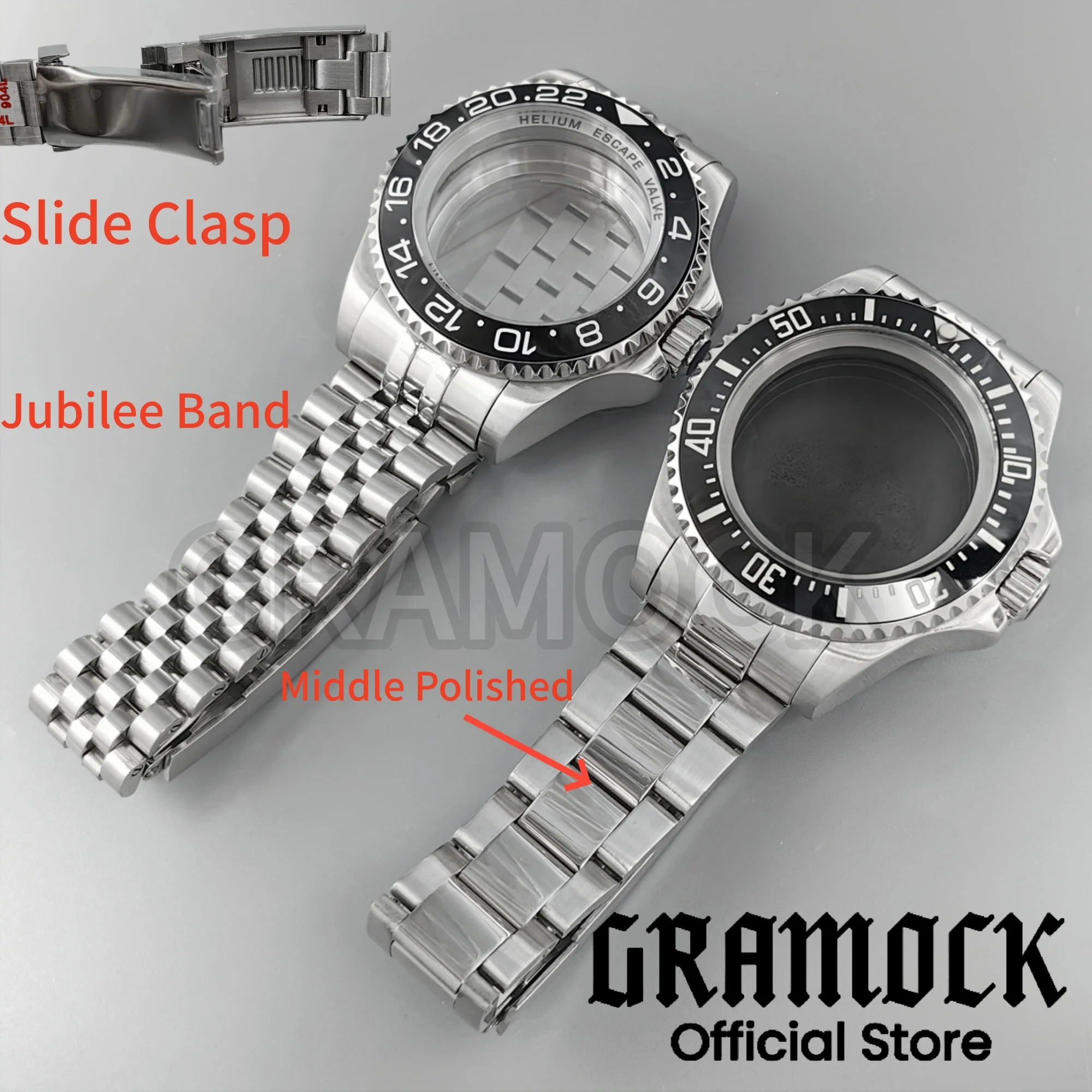 Sapphire Crystal DEEP SEA Big Diver 43MM Watch Case And Jubilee/Polished Oyster Strap For NH35 NH36 PT5000 DG2813 3804 Movement
