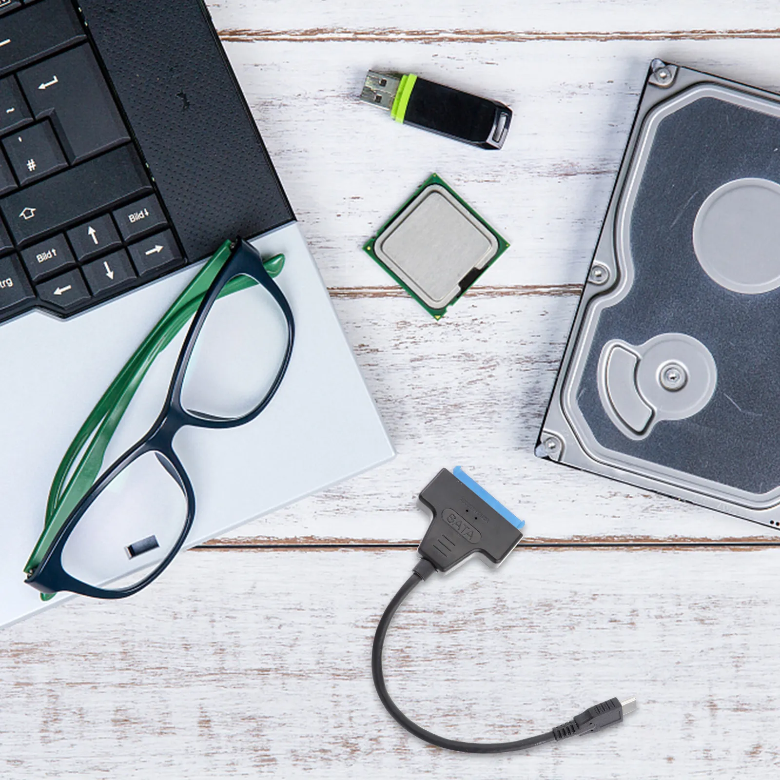 Type-C to Sata 3.0 Easy USB 3.1 Adapter Supports 2.5 Inch Mechanical Solid State Hybrid Hard Drives Fast Charging