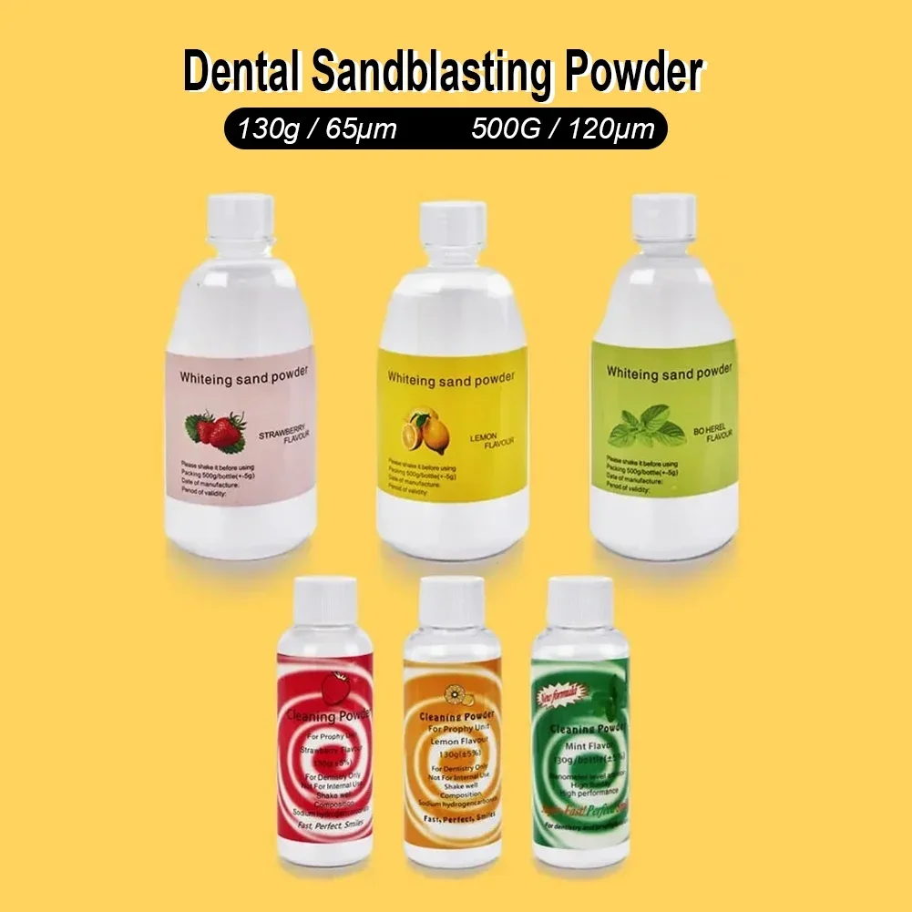 500g Dental Teeth Sandblasting Powder 65um 120um Micron Oral Plaque Stain Removal Powder Air Jet Flow Polisher Mint Lemon Flavor — zdjęcie 4