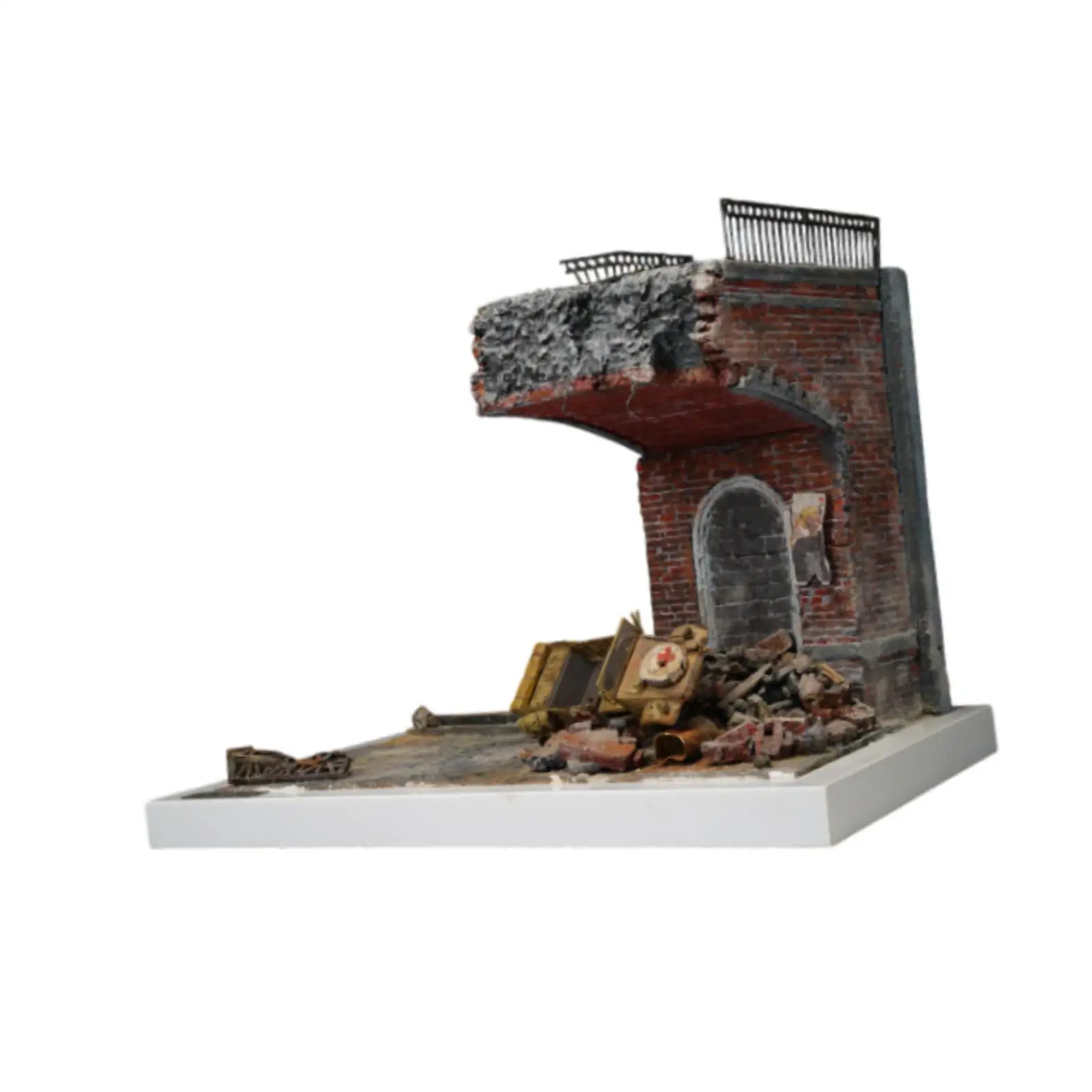 DIY Miniature Building Kits 1/35 Scale Bridge Assembly Wooden Foam Model House for Railway Layout Micro Landscape