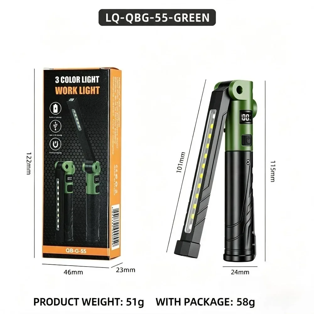 Folding Super Bright Flashlight Rechargeable Long‑Lasting Torch Multifunctional Portable Lamp for Outdoor Emergency Repair Work
