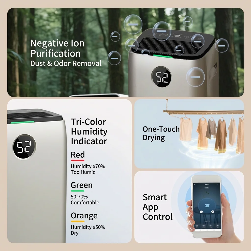 42 Pints Compressor Home Dehumidifier For Gym Portable Large Air Dryer Ultra Quiet With Auto Shut Off