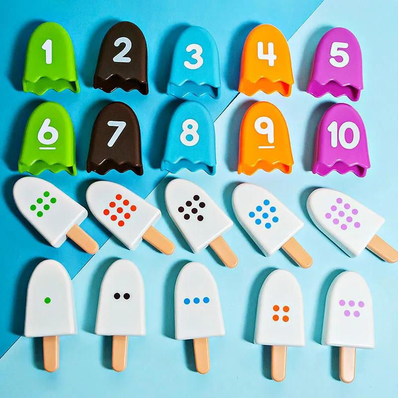 Kids Digital Ice Cream Montessori Toys Number Matching Game Color Cognitive Logical Thinking Training Sensory Educational Toys