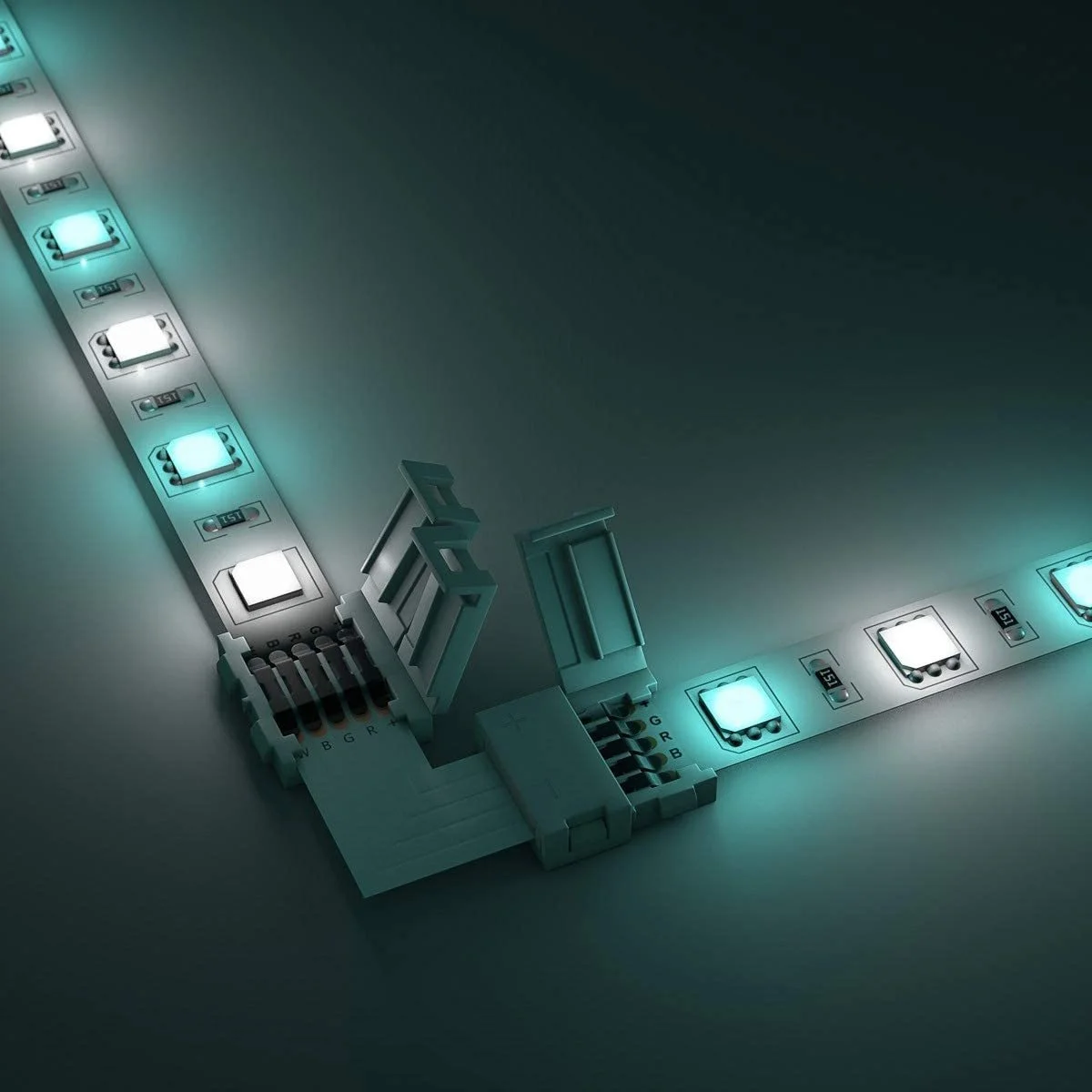 5 Pin 12mm Led Strip Light Connector L Shape PCB Solderless Connector 90 Degree Corner Connectors For SMD 5050 2835 RGBW RGBWW