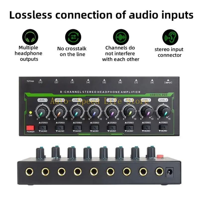 02DA LED مضخم ضوت سماعات الأذن 8 قناة معدنية ستيريو مكبر صوت سماعة مكبر صوت الاتحاد الأوروبي/الولايات المتحدة محول الطاقة #5